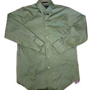 Lands End Men’s Sage Pinpoint Oxford Button Down Shirt Size 15-32